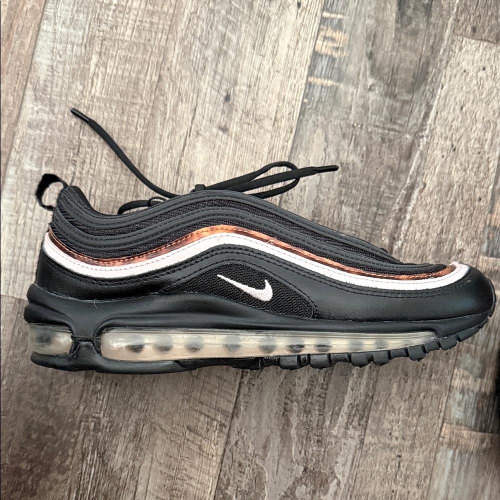 Nike Air Max 97 Black with tortoise shell and barely rose pink.